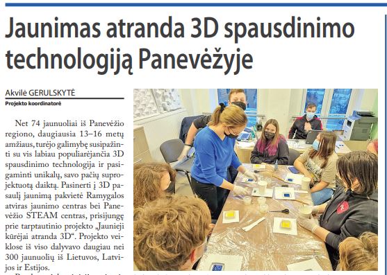 Jaunimas atranda 3D spausdinimo technologiją Panevėžyje